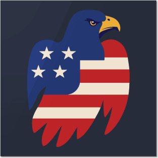 American eagle in vintage flag design Posters and Art